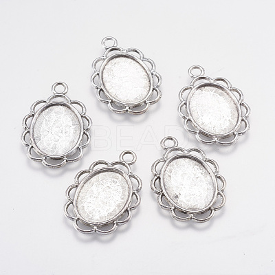 Tibetan Style Pendant Cabochon Settings X-TIBEP-0584-S-FF-1