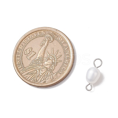 Natural Cultured Freshwater Pearl Rice Connector Charms PALLOY-JF04186-01-1
