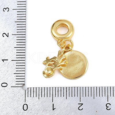 Brass Dark Turquoise Enamel European Dangle Charms KK-N271-37G-1