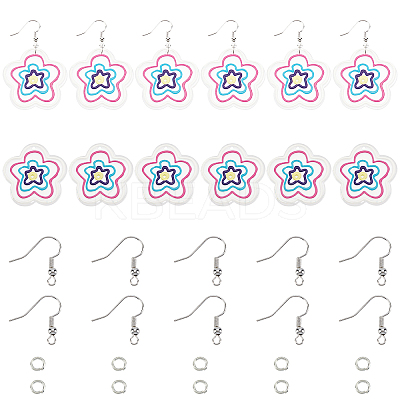 DIY Acrylic Flower Earrings Making Kits DIY-FH0002-79-1