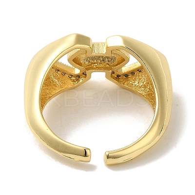 Rack Plating Brass Micro Pave Clear Cubic Zirconia Cuff Ring RJEW-P104-02G-1