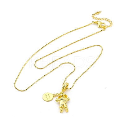 Brass Clear Cubic Zirconia Scarecrow Pendant Necklaces NJEW-C071-03G-1