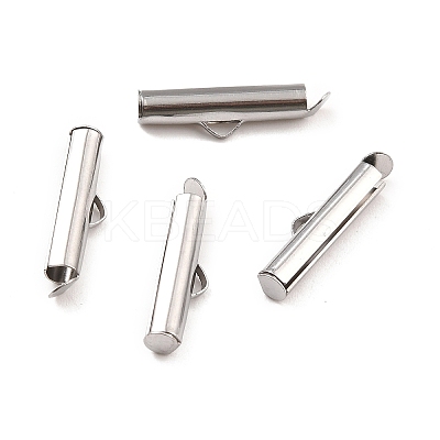 Non-Tarnish 304 Stainless Steel Slide On End Clasp Tubes X-STAS-C044-08B-P-1