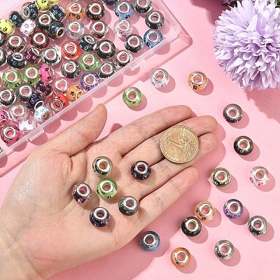 100Pcs Large Hole Dog Paw Prints Pattern Resin European Beads OPDL-YW0001-06-1