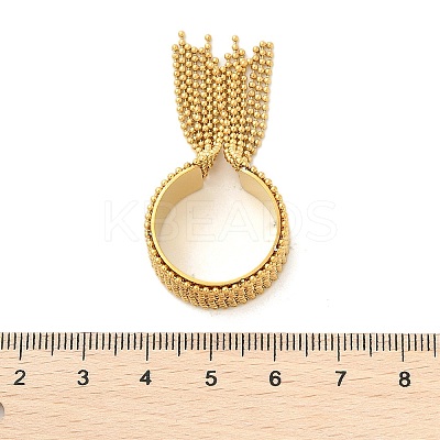 Round Ball Tassel 304 Stainless Steel Cuff Rings for Women LS-RJEW-U039-03G-1