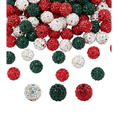 120Pcs 3 Colors Pave Disco Ball Beads RB-PH0001-42-1