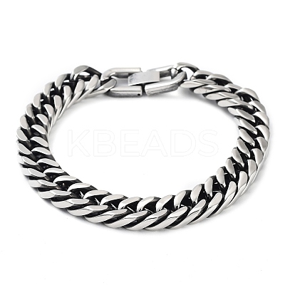 Non-Tarnish 304 Stainless Steel Cuban Link Chains Bracelets for Men BJEW-D031-06P-1