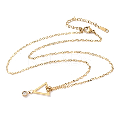 304 Stainless Steel Crystal Rhinestone Geometric Pendant Cable Chain Necklaces NJEW-Z073-01G-02-1