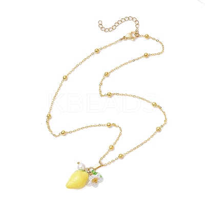 6Pcs 6 Styles Resin Fruit Pendant Necklaces NJEW-JN05204-1