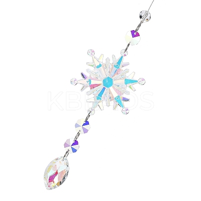 AB Color Glass Snowflake Pendant Decorations AJEW-Q144-02P-04-1