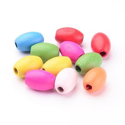 Mixed Color Barrel Natural Wood Beads for Jewelry Making X-TB231Y-1