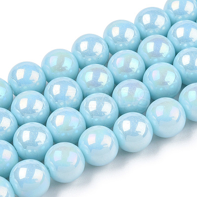 Electroplate Opaque Glass Beads Strands GLAA-T032-P8mm-AB10-1
