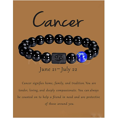 12 Constellation Natural Round Lapis Lazuli Beads Stretch Bracelets WGD22B0-13-1