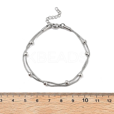 304 Stainless Steel Satellite Chains Multi-strand Bracelets for Men Women BJEW-Q038-11P-1