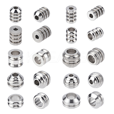 40Pcs 10 Style 304 Stainless Steel Beads STAS-DC0004-27-1