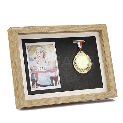 Wooden Presentation Boxes for Metal Storage and Photo Display AJEW-WH0258-142-1