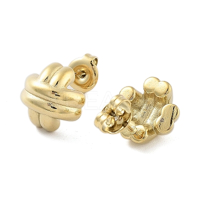 Ion Plating(IP) 304 Stainless Steel Arch Stud Earrings EJEW-P258-31G-1