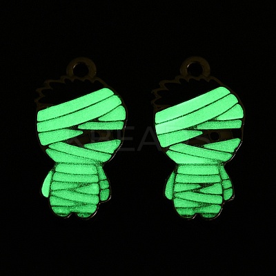 Halloween Theme Rack Plating Luminous Alloy Enamel Pendants ENAM-N056-228P-1