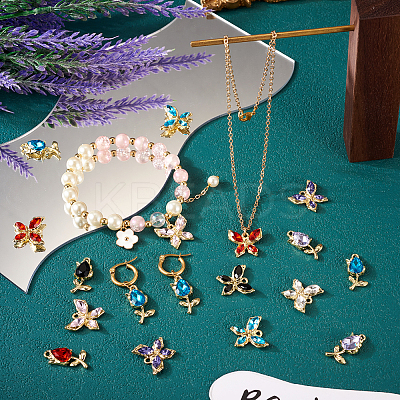 24Pcs 12 Style Glass Rhinestone Pendants FIND-TA0003-03-1