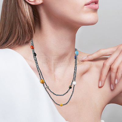 2 Strands Non-magnetic Synthetic Hematite Beads Strands G-AR0005-90-1