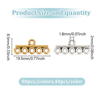 80Pcs 2 Colors Tibetan Style Alloy Chandelier Component Links FIND-GO0003-11B-1