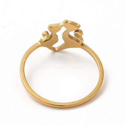 201 Stainless Steel Double Cat Finger Ring for Women LS-RJEW-K239-04G-1