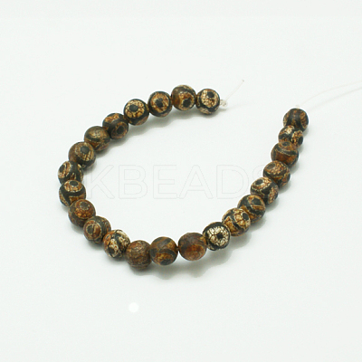 Tibetan Style 3-Eye dZi Beads X-G-K166-04-8mm-L2-1