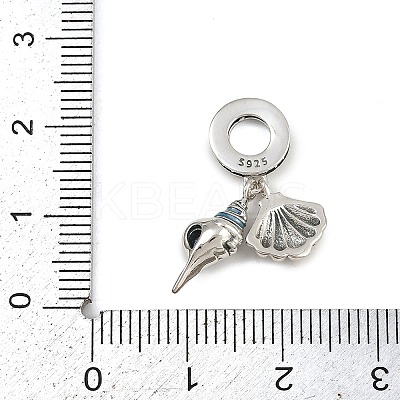 925 Sterling Silver Pave Sky Blue Cubic Zirconia European Dangle Charms KK-P324-11P-1