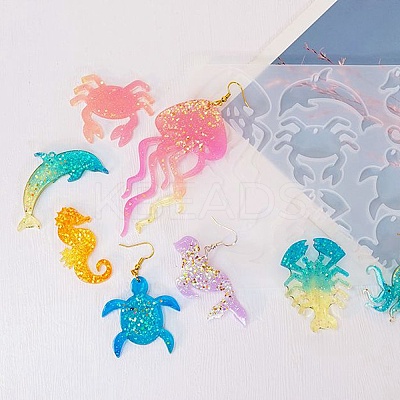 Sea Animal Ocean Theme DIY Pendant Silhouette Silicone Molds DIY-G102-01C-1