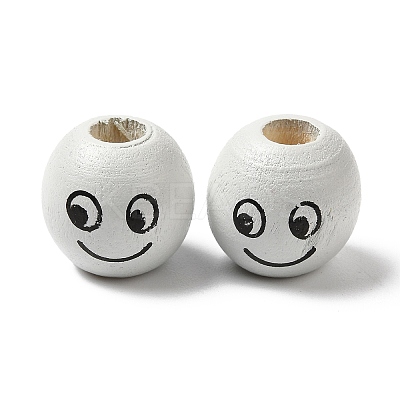 Spray Painted Natural Wood European Beads WOOD-M008-05-1