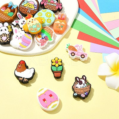 15Pcs 15 Styles Easter Theme Food Grade Eco-Friendly Silicone Beads SIL-CJ0002-71-1