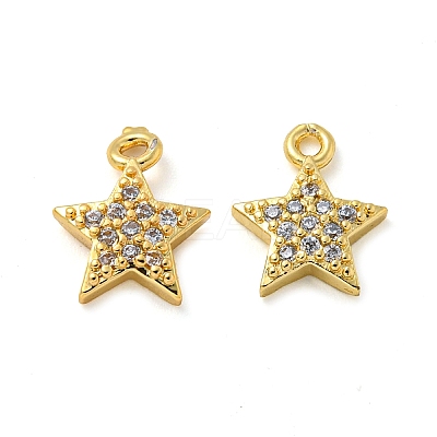 Rack Plating Brass Micro Pave Clear Cubic Zirconia Charms KK-Z045-12G-1