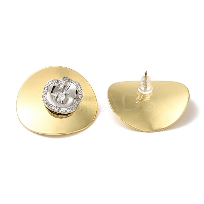 Rack Plating Brass Micro Pave Clear Cubic Zirconia Stud Earrings EJEW-B062-03GP-01-1