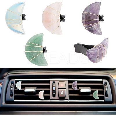 4Pcs Moon Gemstone Car Air Vent Clips AJEW-PH00496-02-1