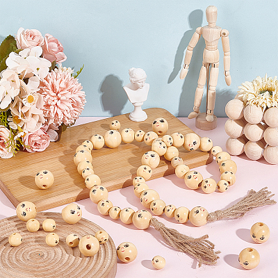 60Pcs 3 Styles Natural Wood European Beads WOOD-OC0003-59-1