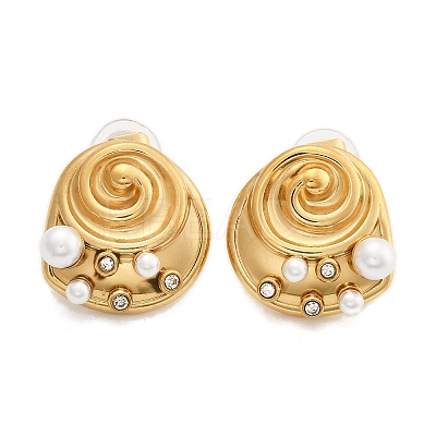 304 Stainless Steel Clear Cubic Zirconia Stud Earrings EJEW-R020-05G-03-1