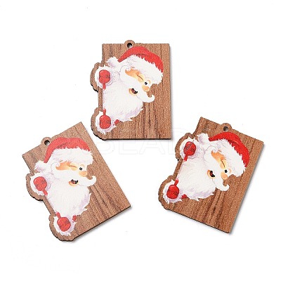 Single Face Christmas Printed Wood Pendants WOOD-D025-37-1