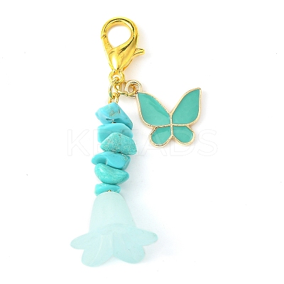 Alloy Enamel Butterfly & Acrylic Flower Pendant Decoration HJEW-JM01556-01-1