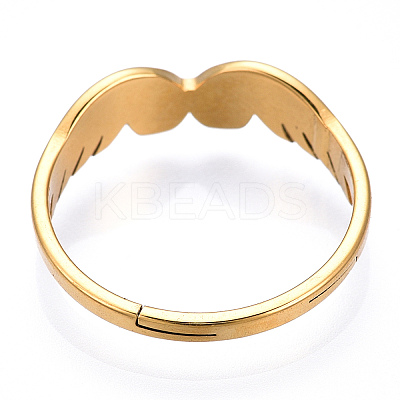 Ion Plating(IP) 304 Stainless Steel Wing Adjustable Ring for Women LS-RJEW-T027-10G-1