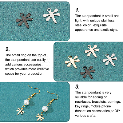40Pcs 4 Colors 304 Stainless Steel Charms STAS-DC0009-80-1