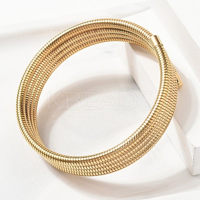 304 Stainless Steel Spring Multi-strand Bangles for Women BJEW-Z086-01G-02-1