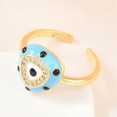 Brass Micro Pave Cubic Zirconia Cuff Open Rings for Women RJEW-K264-16G-01-1
