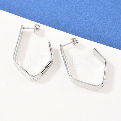 304 Stainless Steel Polygon Stud Earrings EJEW-P324-12P-1
