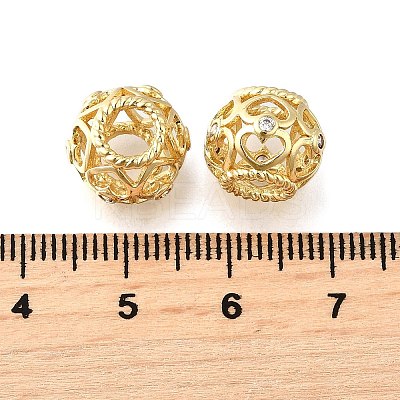 Brass Micro Pave Clear Cubic Zirconia European Beads KK-XCP0001-91G-1