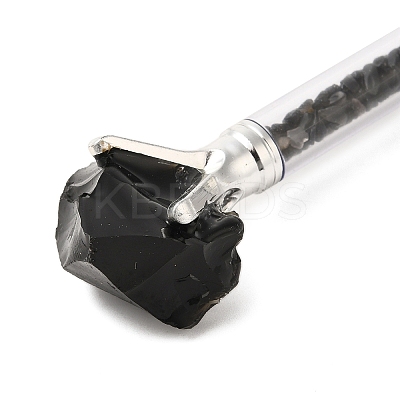 Raw Natural Obsidian Chip on Top Ball-Point Pen LS-AJEW-G063-01D-1