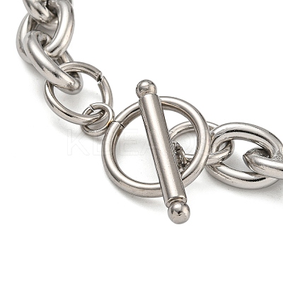 304 Stainless Steel Oval Link Chain Bracelets for Men Women BJEW-G723-01P-1