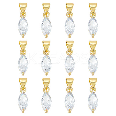 12PCS Brass Cubic Zirconia Charms KK-BC0012-84-1