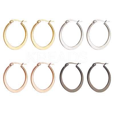 4 Pairs 4 Colors Stainless Steel Hoop Earrings EJEW-LP0001-46-1