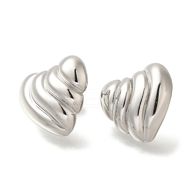 304 Stainless Steel Textured Heart Stud Earrings for Women EJEW-S227-47P-1