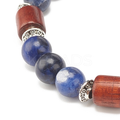 Natural Sodalite Beaded Stretch Bracelet for Women or Men BJEW-JB07732-04-1